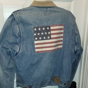Polo by Ralph Lauren Blue Denim Jacket with American Flag Patch